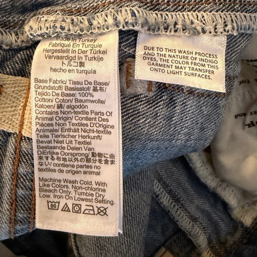Madewell Curvy Pieced Barrel-Leg Jean Blue Denim Button Fly High Rise Size 28